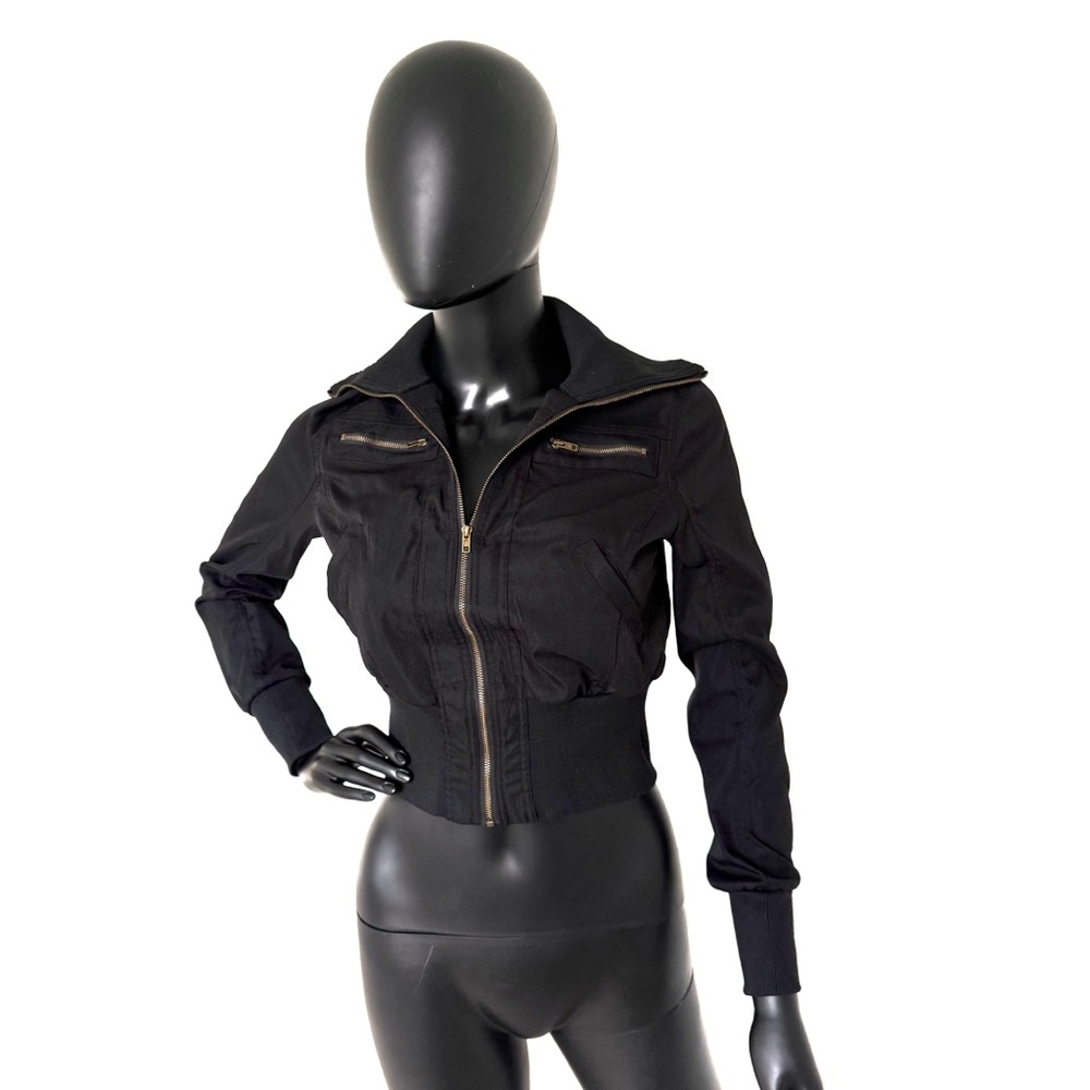 Black Zip-Front Women's Bomber Jacket